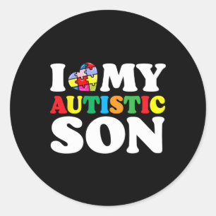 Ich Liebe mein Autistischer Sohn Puzzle Piece Auti Runder Aufkleber