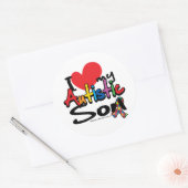 Ich Liebe mein Autistischer Sohn Runder Aufkleber (Umschlag)