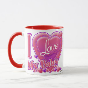 Ich Liebe mein Baby pink/lila - Herz Tasse