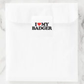 ICH LIEBE MEIN BADGER QUADRATISCHER AUFKLEBER (Tasche)