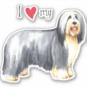 Ich Liebe mein Bartett Collie Vinyl Sticker (Vorderseite)