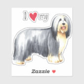Ich Liebe mein Bartett Collie Vinyl Sticker (Blatt)