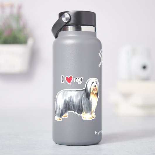 Ich Liebe mein Bartett Collie Vinyl Sticker (HydroFlask)