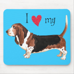 Ich Liebe mein Basset Hound Mousepad