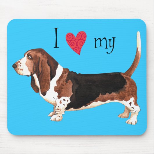 Ich Liebe mein Basset Hound Mousepad (Vorne)