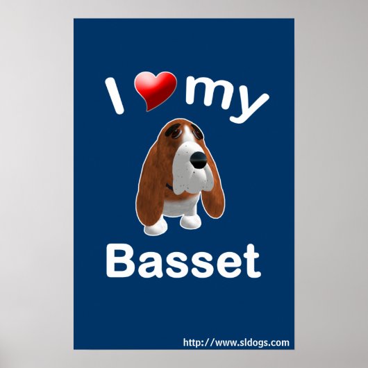 Ich Liebe mein Basset-Poster Poster (Vorne)