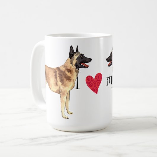 Ich Liebe mein belgisches Malinois Kaffeetasse (Vorderseite Links)