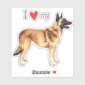 Ich Liebe mein belgisches Malinois Vinyl Sticker (Blatt)