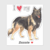 Ich Liebe mein belgisches Tervuren Vinyl Sticker (Blatt)