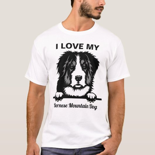 Ich Liebe mein Bernise Mountain Hund T - Shirt (Vorderseite)