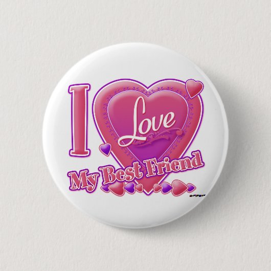 Ich Liebe mein bester Freund rosa/lila - Herzen Button (Vorderseite)