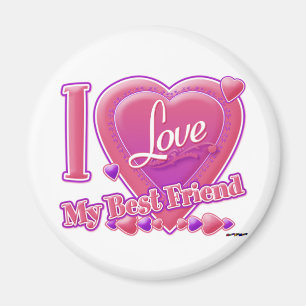 Ich Liebe mein bester Freund rosa/lila - Herzen Magnet