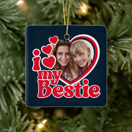 Ich Liebe mein Bestie Foto Custom Keramikornament (Baum)