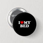 Ich liebe mein Bett - Rotes Herz Button (Vorne & Hinten)