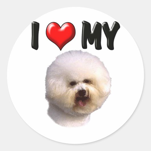Ich Liebe mein Bichon Frise Runder Aufkleber (Vorderseite)