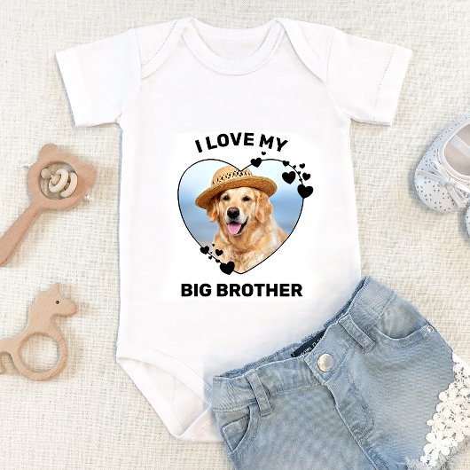 Ich Liebe mein Big Brother Custom Dog Foto Baby Strampler