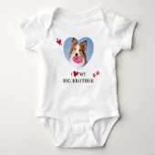 Ich Liebe mein Big Brother Custom Heart Hund Foto Baby Strampler (Vorderseite)