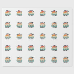 Ich liebe mein Blake-Hund Retro-Gravurdesign_1 Geschenkpapier