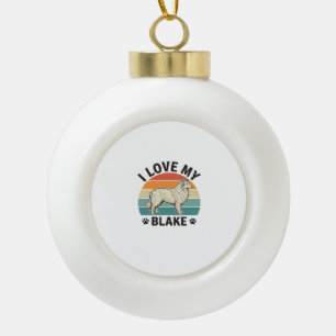 Ich liebe mein Blake-Hund Retro-Gravurdesign_1 Keramik Kugel-Ornament