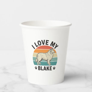 Ich liebe mein Blake-Hund Retro-Gravurdesign_1 Pappbecher