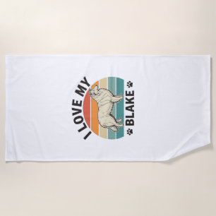 Ich liebe mein Blake-Hund Retro-Gravurdesign_1 Strandtuch