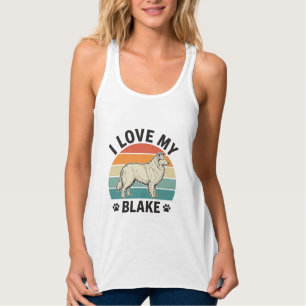 Ich liebe mein Blake-Hund Retro-Gravurdesign_1 Tank Top