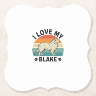Ich liebe mein Blake-Hund Retro-Gravurdesign_1 Untersetzer