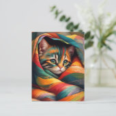 Ich Liebe mein Blanket! Rainbow Tabby Cat Postkarte (Stehend Vorderseite)