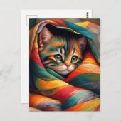Ich Liebe mein Blanket! Rainbow Tabby Cat Postkarte (Vorne/Hinten)