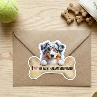 Ich liebe mein Blue Merle Australian Shepherd Hund Aufkleber