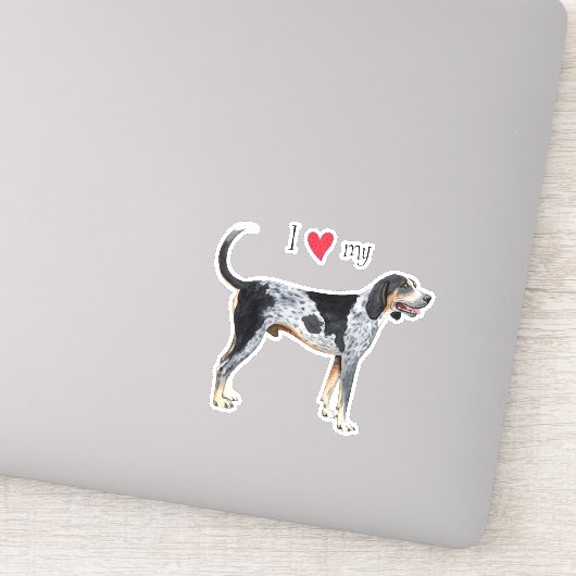 Ich Liebe mein Bluetick Coonhound Vinyl Sticker (Detail)