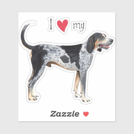 Ich Liebe mein Bluetick Coonhound Vinyl Sticker (Blatt)