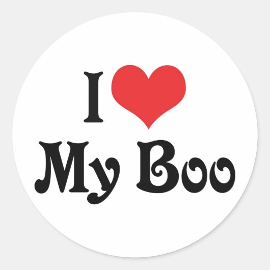 Ich Liebe mein Boo Runder Aufkleber (Vorderseite)