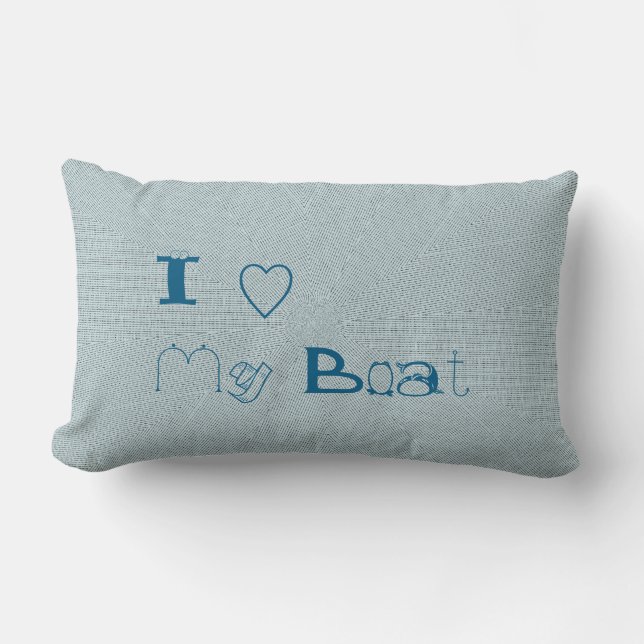 Ich Liebe mein Boot Blue Throw Kissen (Vorderseite)