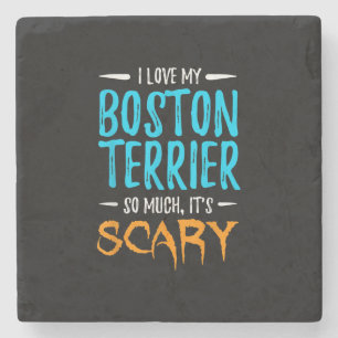 Ich liebe mein Boston Terrier Dog Mom beängstigend Steinuntersetzer