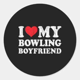 Ich Liebe mein Bowling Boyfriend Funny Girlfriend  Runder Aufkleber