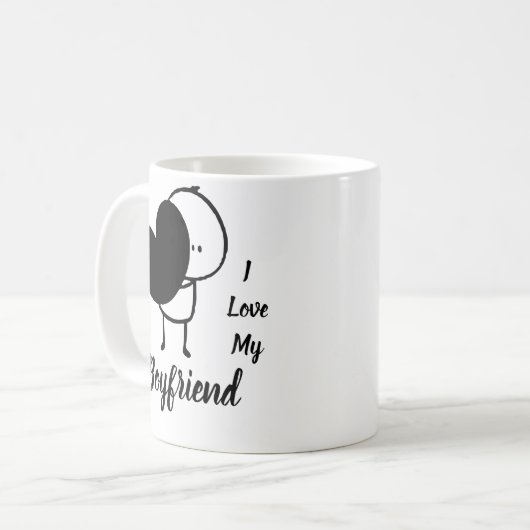 Ich Liebe mein BOYFRIEND - Moderne personalisierte Kaffeetasse (Vorderseite Links)