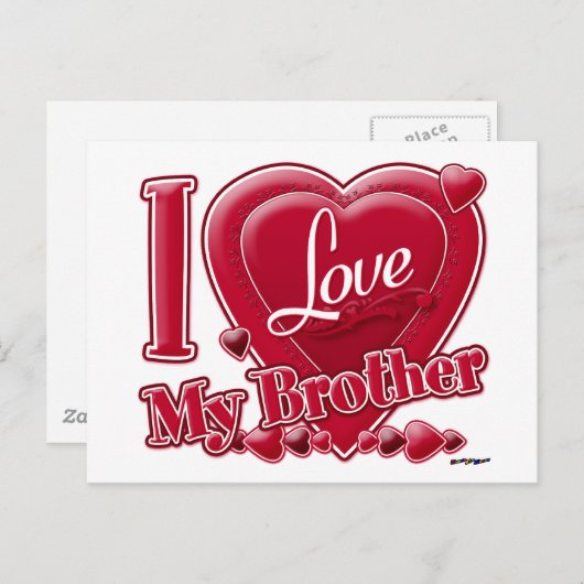 Ich Liebe Mein Bruder rot - Herz Postkarte (Vorne/Hinten)