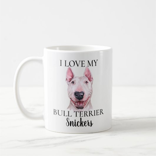 Ich Liebe mein Bull Terrier Dog Monogramm Kaffeetasse (Links)