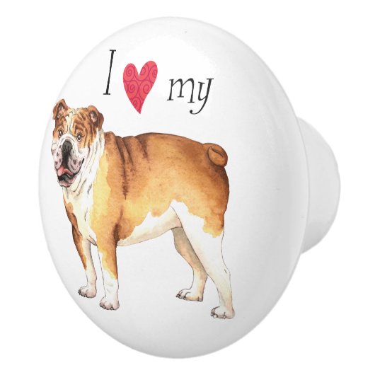 Ich Liebe mein Bulldog Keramikknauf (Rechts)