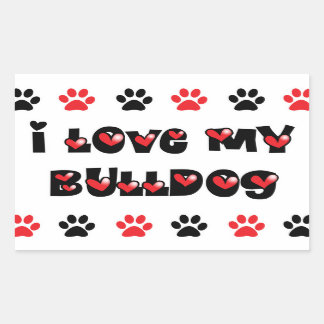 Ich Liebe mein Bulldog Rechteckiger Aufkleber