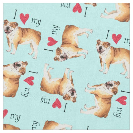 Ich Liebe mein Bulldog Stoff (Nahaufnahme)