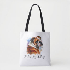 Ich Liebe mein Bulldog Tote Bag Tasche