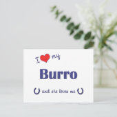 Ich Liebe mein Burro (Burroweibchen) Postkarte (Stehend Vorderseite)