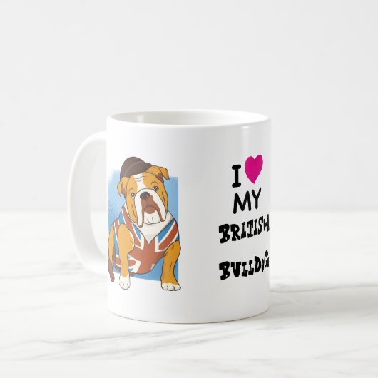 Ich Liebe mein Butterhund Custom Cartoon Dog Kaffeetasse (Vorderseite Links)
