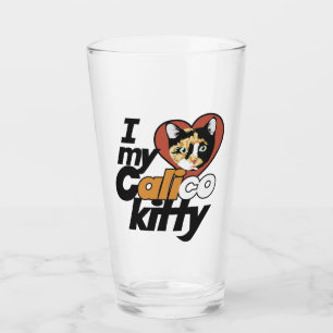 Ich Liebe mein Calico Kitty Glas