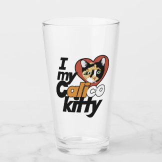 Ich Liebe mein Calico Kitty Glas