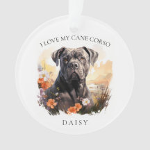Ich Liebe mein Cane Corso Floral Dog Portrait