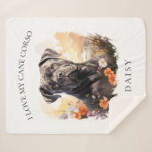 Ich Liebe mein Cane Corso Floral Dog Portrait Sherpadecke (Vorderseite (Horizontal))