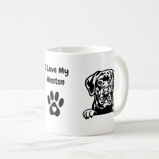 Ich Liebe mein CANE CORSO | Name und Paw Print Kaffeetasse (VorderseiteRechts)